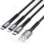 Cable USB 2.0 Vention H18BAV 1.2m USB-A USB-C Micro-B Lightning 2A Trenzado Negro Cable USB 2.0 Vention H18BAV 1.2m USB-A USB-C Micro-B Lightning 2A Trenzado Negro