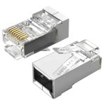 Conector RJ45 Vention IDCR0-100 Cat.6 FTP 100 uds chapado en oro Transparente/Plata