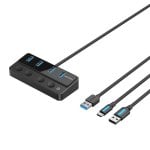 Hub USB Vention 4 puertos 5Gbps modelo CHWBF con USB Tipo-C PD y cable 1m Hub USB Vention 4 puertos 5Gbps modelo CHWBF con USB Tipo-C PD y cable 1m