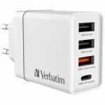Cargador Verbatim 49700 Interior 2xUSB 1xUSB-C Carga Rápida Blanco Universal Cargador Verbatim 49700 Interior 2xUSB 1xUSB-C Carga Rápida Blanco Universal
