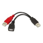 Cabo USB 2.0 Aisens A101-0030 2x USB A Macho + USB A Fêmea 15cm Preto Vermelho