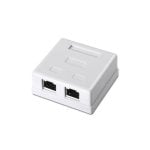 Roseta de superficie AISENS A139-0304 Cat6 FTP 2 x RJ45 Blindada Blanco RoHS