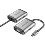 Conversor Vention TFAHB USB-C HDMI VGA USB 3.0 PD 87W 15cm Gris Cuerpo Aluminio Conversor Vention TFAHB USB-C HDMI VGA USB 3.0 PD 87W 15cm Gris Cuerpo Aluminio