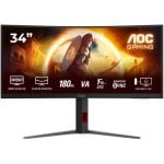 AOC CU34G4 34" Curvo WQHD 3440x1440 180Hz HDR10 Fast VA 1ms Negro AOC CU34G4 34" Curvo WQHD 3440x1440 180Hz HDR10 Fast VA 1ms Negro