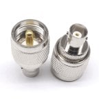 Adaptador UHF PL259 Macho a BNC Hembra Plateado Cumple RoHS 15g