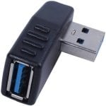 Adaptador Usb 3.0 Macho A Hembra Acodado Izquierdo  Negro