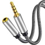 Cable Alargador Audio Textil 4 Pin Jack 3.5 Mm 5 M Plateado