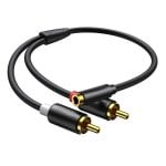 Cable De Audio Estereo 2x Rca Macho A Jack 3.5 Hembra Nylon 30 Cm Negro