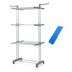 Innovagoods IG827809 Pack d'étendoir à linge vertical pliable avec roulettes et plieuse, bleu, 49-62 x 175 x 73 cm Innovagoods IG827809 Pack d'étendoir à linge vertical pliable avec roulettes et plieuse, bleu, 49-62 x 175 x 73 cm