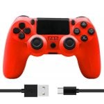 Kinsi Mando inalámbrico Bluetooth Compatible PS4/PC/PS2/PS3 Vibración Dual Batería 600mAh 8h Antideslizante Rojo Kinsi Mando inalámbrico Bluetooth Compatible PS4/PC/PS2/PS3 Vibración Dual Batería 600mAh 8h Antideslizante Rojo