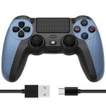 Kinsi Mando inalámbrico para PS4 Bluetooth Batería 600mAh Vibración Dual Ergonomía Antideslizante Negro/Azul