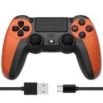 Kinsi Joystick inalámbrico compatible con PS4 Bluetooth doble vibración batería 600mAh antideslizante Negro/Naranja Kinsi Joystick inalámbrico compatible con PS4 Bluetooth doble vibración batería 600mAh antideslizante Negro/Naranja