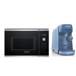 Micro-ondes encastrable Bosch Série 6 BEL554MS0 25 L 900 W Noir/Inox + Machine à café à capsules automatique Bosch Tassimo Finesse TAS16B51400W Bleu