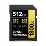 SD-Karte Lexar Professional 1800x 512GB UHS-II Class 10 V60 Schwarz SD-Karte Lexar Professional 1800x 512GB UHS-II Class 10 V60 Schwarz