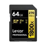 Carte mémoire Lexar 1800x 64GB SDXC Classe 10 UHS-II 270 MB/s Carte mémoire Lexar 1800x 64GB SDXC Classe 10 UHS-II 270 MB/s
