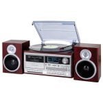 Tocadiscos Trevi TT 1072 DAB Madera Semiautomático Tracción Directa Radio CD Cassette USB SD LCD Altavoces