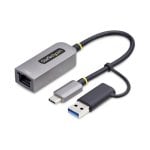 Adaptador USB-C StarTech Realtek RTL8153B Ethernet 10/100/1000 Mbps USB-A USB-C Cinzento Adaptador USB-C StarTech Realtek RTL8153B Ethernet 10/100/1000 Mbps USB-A USB-C Cinzento