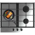 Placa de gas Cecotec Bolero Squad G 3400F Inox 6,2kW 3 Fuegos Acero Parrillas WOK Encendido Electrónico