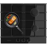 Placa de gas Cecotec Bolero Squad G 3400F Glass Black 3 fuegos 6,2kW parrillas hierro fundido