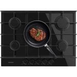 Placa de gas Cecotec Bolero Squad G 5400F 5 fuegos cristal negro WOK hierro fundido