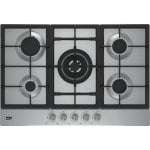 Placa Beko HIAW 75225 SL 5 Zonas 75cm Encimera Gas Inox Preto Integrado