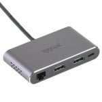 Hub USB Tipo C iggual 8 em 1 2xHDMI 2xUSB RJ45 PD100W Cinza Hub USB Tipo C iggual 8 em 1 2xHDMI 2xUSB RJ45 PD100W Cinza