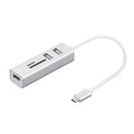 Hub USB Nilox NX090301141 Type-C 3 ports USB 2.0 Lecteur SD MicroSD Argent