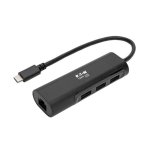 Adaptateur Tripp Lite USB-C Ethernet Gigabit 3 Ports Aluminium Noir