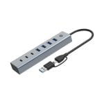 Hub USB Conceptronic HUBBIES20G 7 Puertos USB 3.2 Tipo-C y Tipo-A Aluminio Gris 0,25m Hub USB Conceptronic HUBBIES20G 7 Puertos USB 3.2 Tipo-C y Tipo-A Aluminio Gris 0,25m