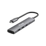 Hub USB-C Equip 128963 4 Portas Alumínio 5Gbps Cabo 0.15m Preto/Prata