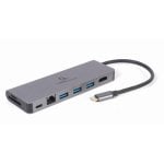 Gembird A-CM-COMBO5-05 Concentrador USB-C com 3xUSB 3.1, HDMI 4K, LAN, Leitor SD, PD 100W e Carcaça Metal Gembird A-CM-COMBO5-05 Concentrador USB-C com 3xUSB 3.1, HDMI 4K, LAN, Leitor SD, PD 100W e Carcaça Metal