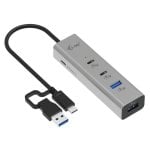 USB-Hub I-Tec Metal Universal 4 Ports 2x USB-C 2x USB-A Power Delivery 85W Silber