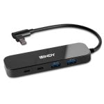 Hub USB 3.2 Gen 2 Lindy 43334 4 Porte 10000 Mbit/s Nero ABS Alluminio Vetro Temperato