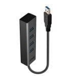 HUB USB Lindy 43324 4 Ports USB 3.2 Gen 1 Type-A Noir Aluminio Plastique 0,3 m HUB USB Lindy 43324 4 Ports USB 3.2 Gen 1 Type-A Noir Aluminio Plastique 0,3 m