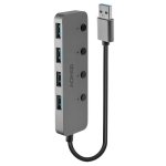 Hub USB Lindy 43309 4 Puertos USB 3.2 Gen 1 Aluminio ABS Gris 5Gbps