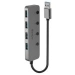 Hub USB Lindy 43309 4 Porte USB 3.2 Gen 1 Tipo A Grigio ABS Alluminio Policarbonato