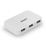 Hub USB Lindy 43143 4 Puertos USB 3.2 Gen 1 5000 Mbit/s Blanco
