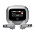 JBL Live Beam 3 kabellose Bluetooth Kopfhörer mit adaptiver Geräuschunterdrückung, Touch-Case, Silber