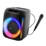 Enceinte de fête Cube Blaster 40 W Bluetooth 5.0 avec LED RVB, karaoké, USB, SD et microphone, noire Enceinte de fête Cube Blaster 40 W Bluetooth 5.0 avec LED RVB, karaoké, USB, SD et microphone, noire