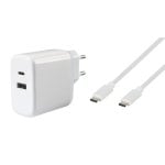 Caricabatterie Vivanco Super Fast Dual Charger Set USB 2.0 e Tipo C 1 m Bianco Caricabatterie Vivanco Super Fast Dual Charger Set USB 2.0 e Tipo C 1 m Bianco