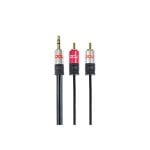 DCU Advance Tecnologic 30701230 Câble Jack 3,5 mm à 2 RCA Macho 2m Noir-Rouge Acier Inoxydable