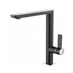 Grifo Cocina Teka FO 915 NC Negro Acero Inoxidable Caño Alto Giratorio Monomando