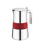 Máquina de café italiana BRA Elegance Colors 4 xícaras inoxidável cinto intercambiável vermelho