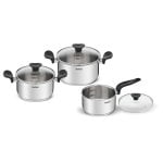 Cazuela Tefal E308S674 Acero Inoxidable Set 3 Piezas Mango Baquelita Negro Cazuela Tefal E308S674 Acero Inoxidable Set 3 Piezas Mango Baquelita Negro