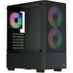 Semitorre AeroCool B508A ATX Negra, lateral cristal templado, 5 ventiladores ARGB, soporte GPU 340mm