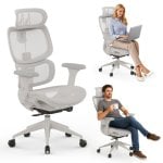 SENSE7 Nobu Silla de Escritorio Ergonómico Ajustable Transpirable  Blanco/Gris claro