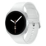Smartwatch Samsung Galaxy Watch8 Bluetooth GPS NFC 40mm Super AMOLED Prata Correa Branca M Resistente à água 5ATM+IP68 Pulsómetro Monitor de Sono