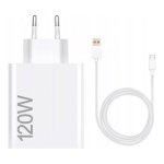 Cargador de Pared Xiaomi 120W HyperCharge Tipo-A USB + Cable USB-C Blanco, 1 Puerto, PC, Universal