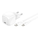 Cargador de pared USB-C 30W con Power Delivery 3.1, cable USB-C a Lightning, blanco, carga rápida