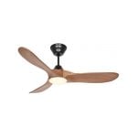 Ventilador de techo 122 cm, motor DC bajo consumo, mando a distancia, cromo cepillado, aspas nogal